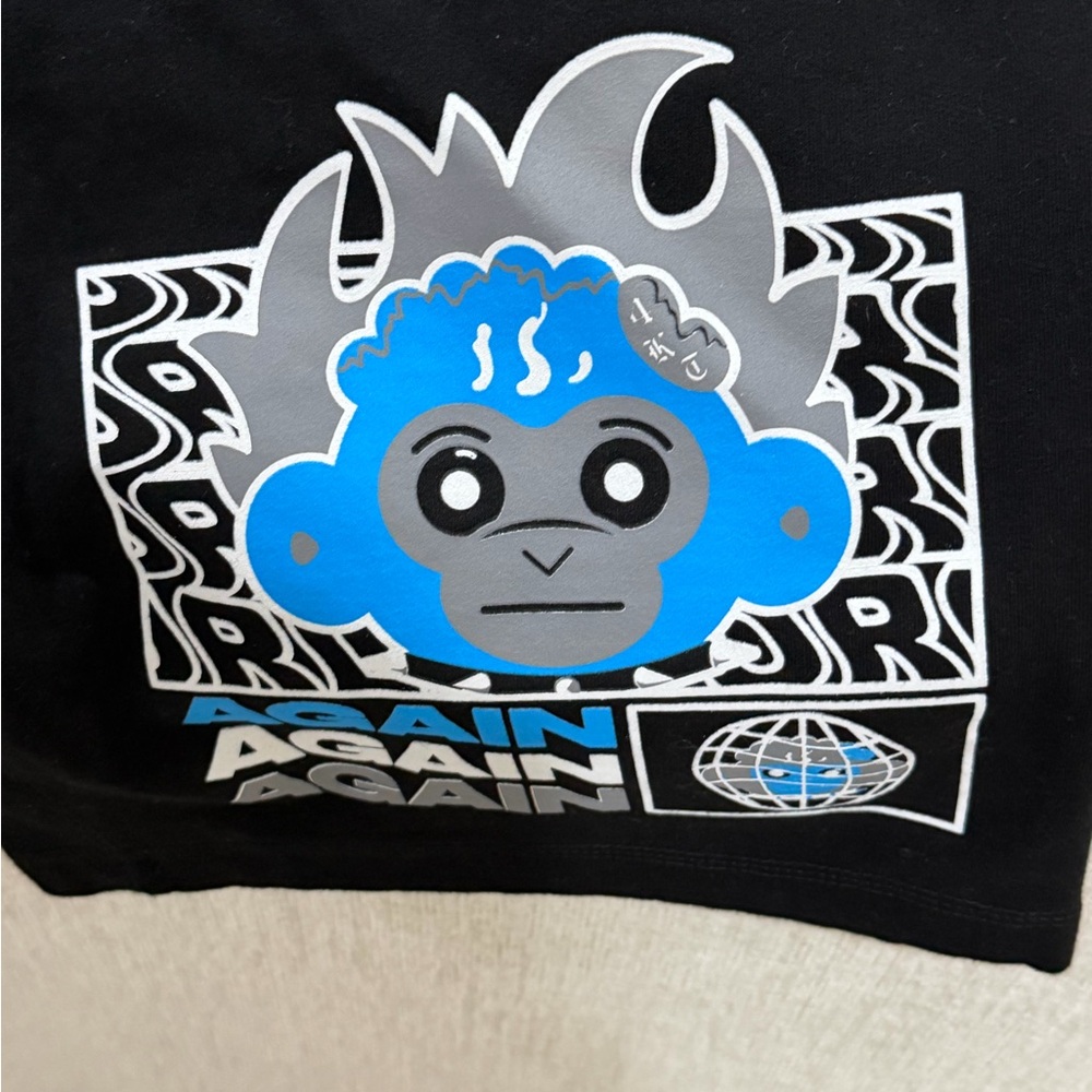 Never broke again sweat shorts with Blue Monkey Graphic